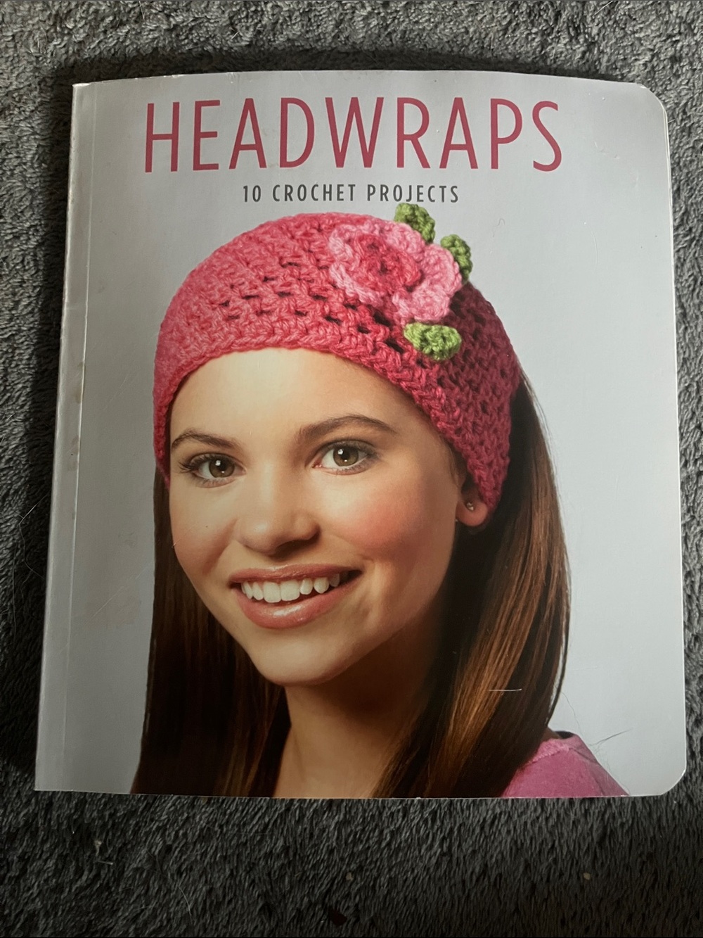 Crocheted Pink Headwrap with Flower Accent